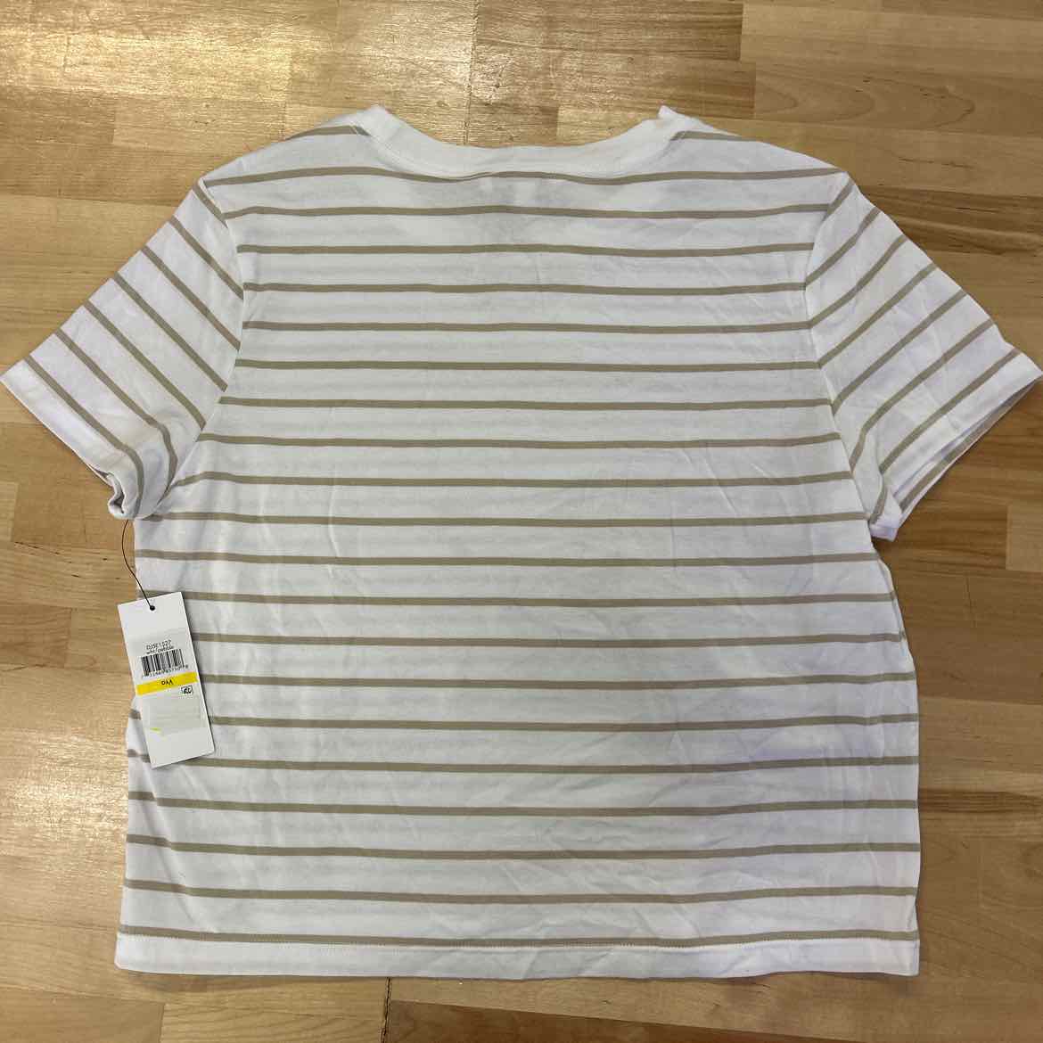Dkny Jeans Petite Striped Crewneck T-Shirt - White/Pebble