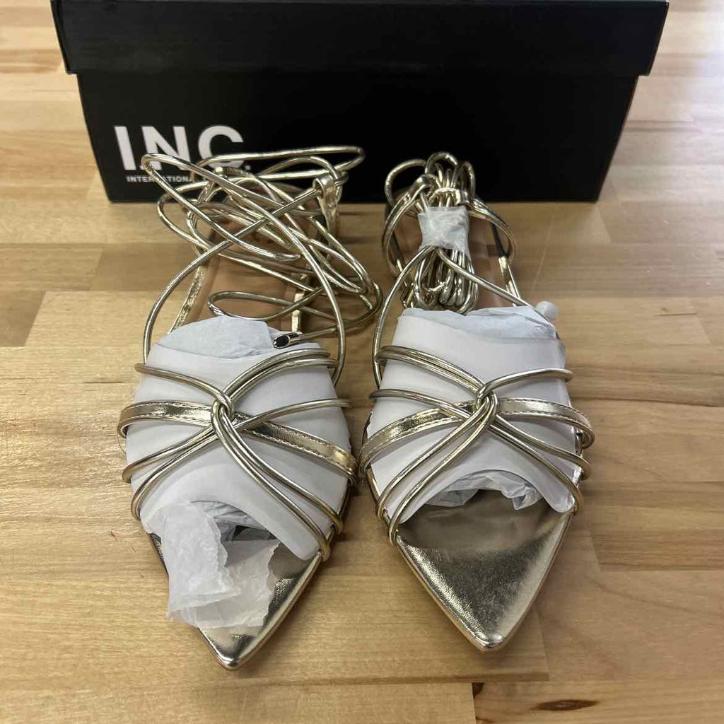 I.n.c. International Concepts Women's Kharmaa Lace-up Flat Sandals - Gold - 7.5