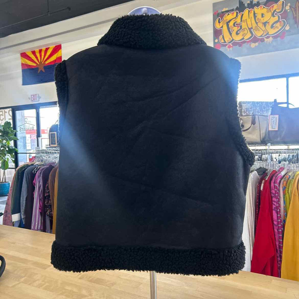 Madden Girl Juniors' Faux-Shearling Moto Vest - Black XL