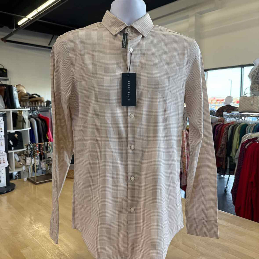 Perry Ellis Men's Slim-Fit Stretch Glen Plaid Button-Down Shirt