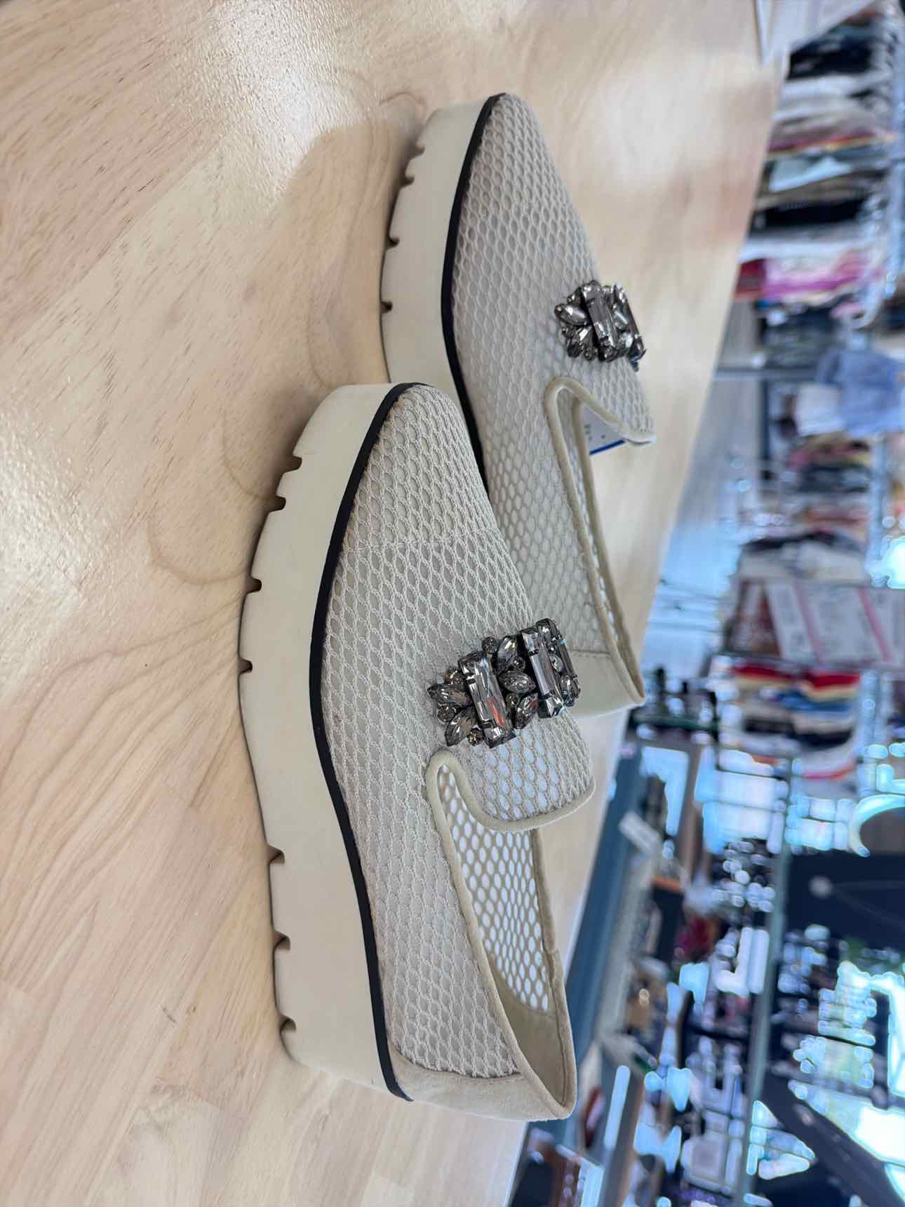Karl Lagerfeld Size 7 Beige Mesh Leather Preloved Sandals