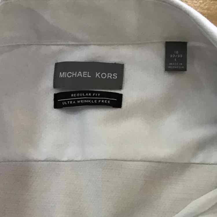 Michael Kors Size L White New MENS Button Down Shirt