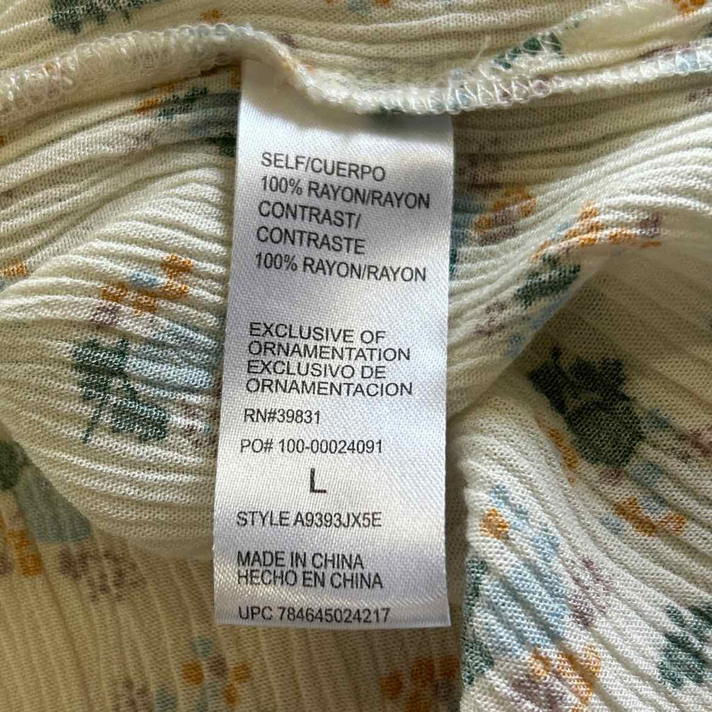 Democracy Size L White Rayon Preloved Blouse LS