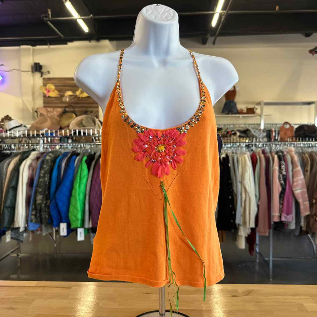 Max Studio Size M Orange Sequined Tank