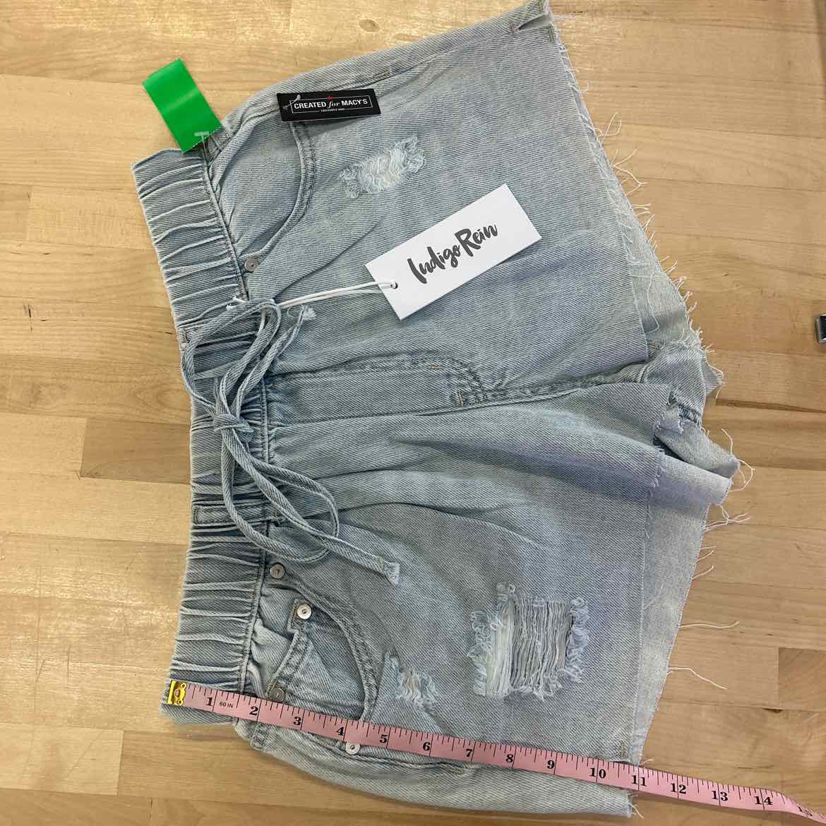 Indigo Rein Juniors' Distressed Drawstring Denim Shorts - Light Wash - 5