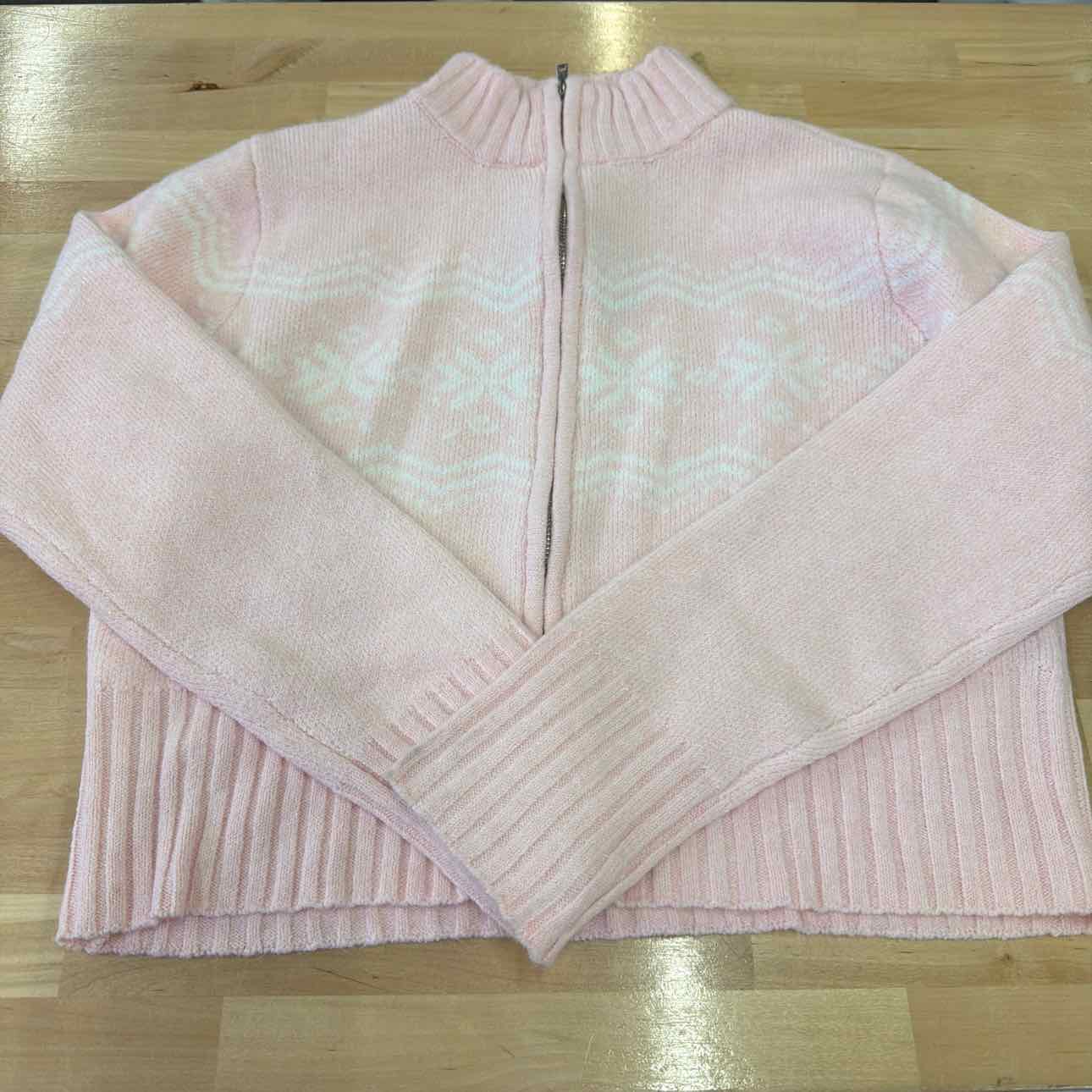 Planet Heart Juniors Fair Isle Zip-Front Sweater - Icy Pink M