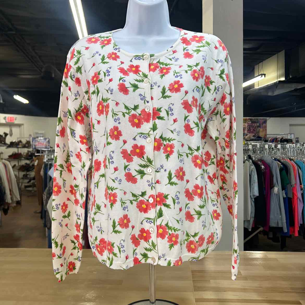 Talbots Size M White Preloved Cardigan