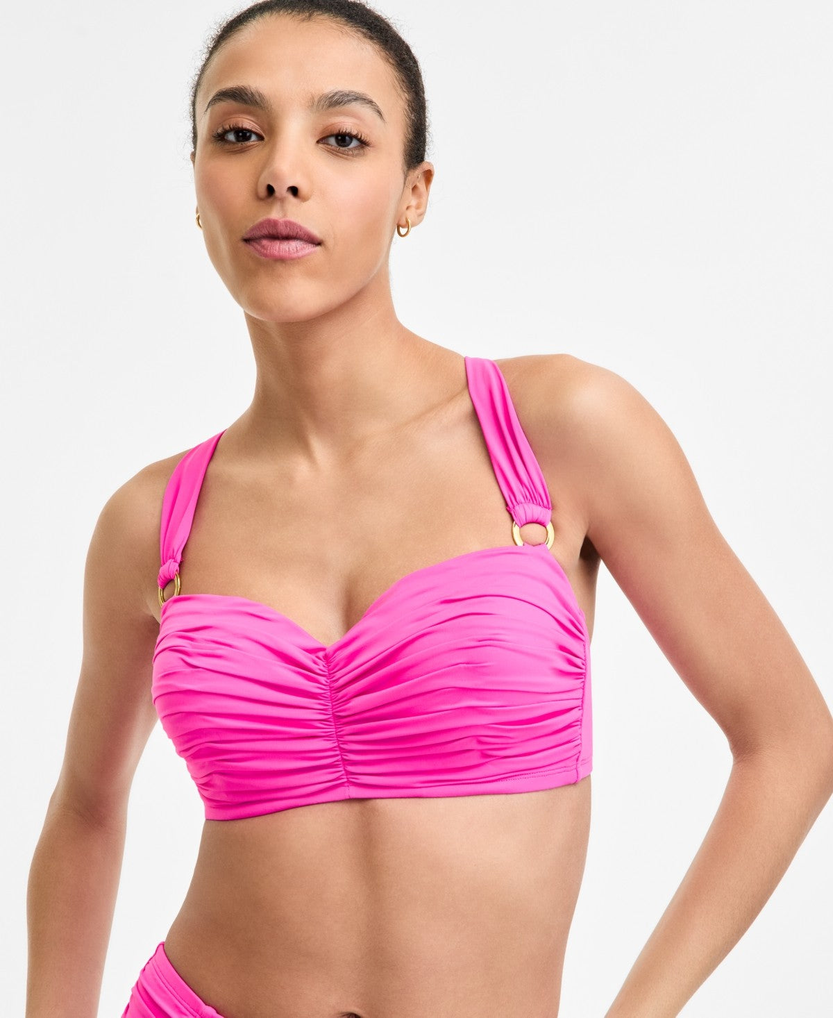 Bleu Size 38DD Shirred Bikini Top - Dahlia