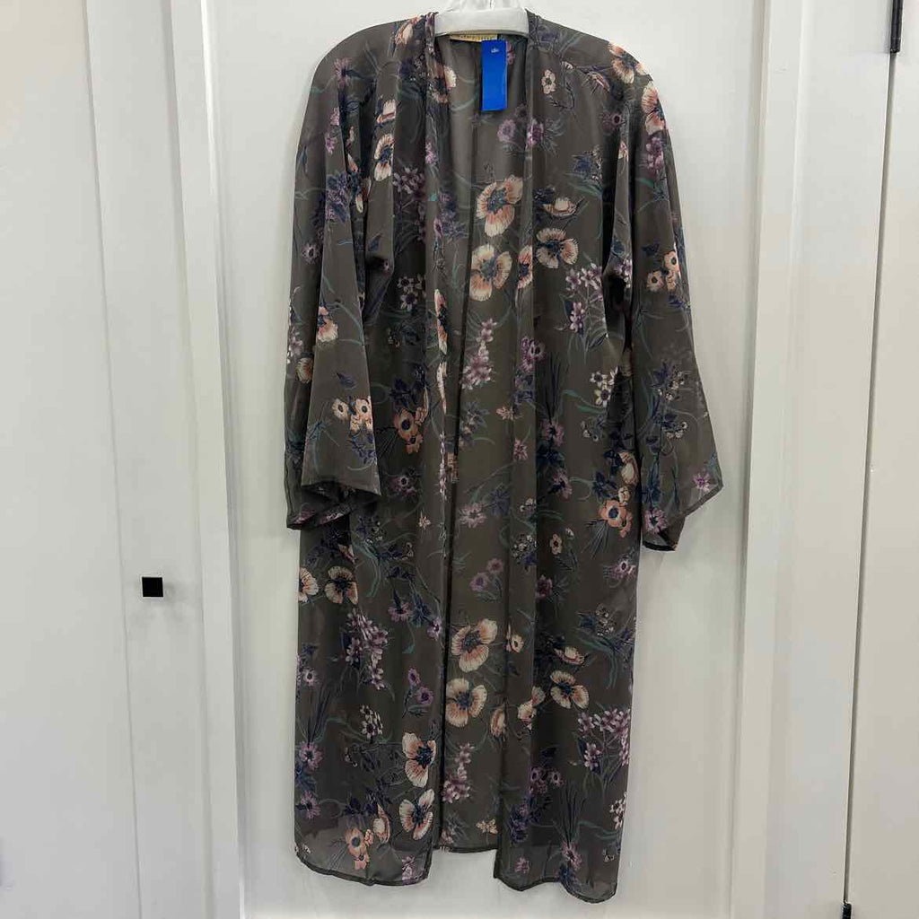 How very loved Size M Gray Floral Print Duster