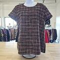 Banana Republic Size L Pink & Black Chenille Knit Top