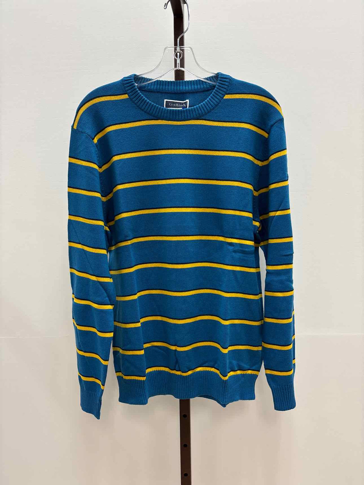 Male Club Room Men's Size L  Blue Prep Stripe Sweater - Sapphire Lake