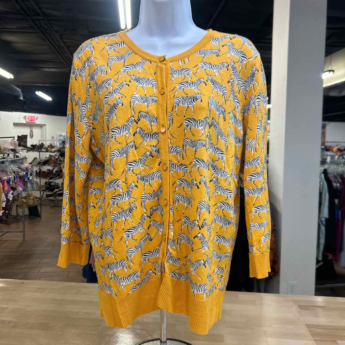 7th avenue Size XL Yellow Black Knit Sweater