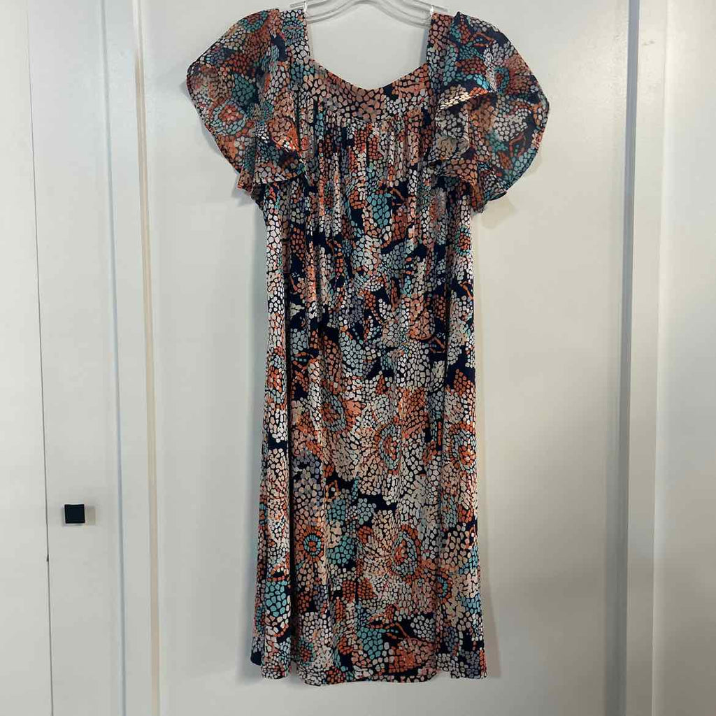 Joie de vivre Size M Blue & Orange Preloved Dress
