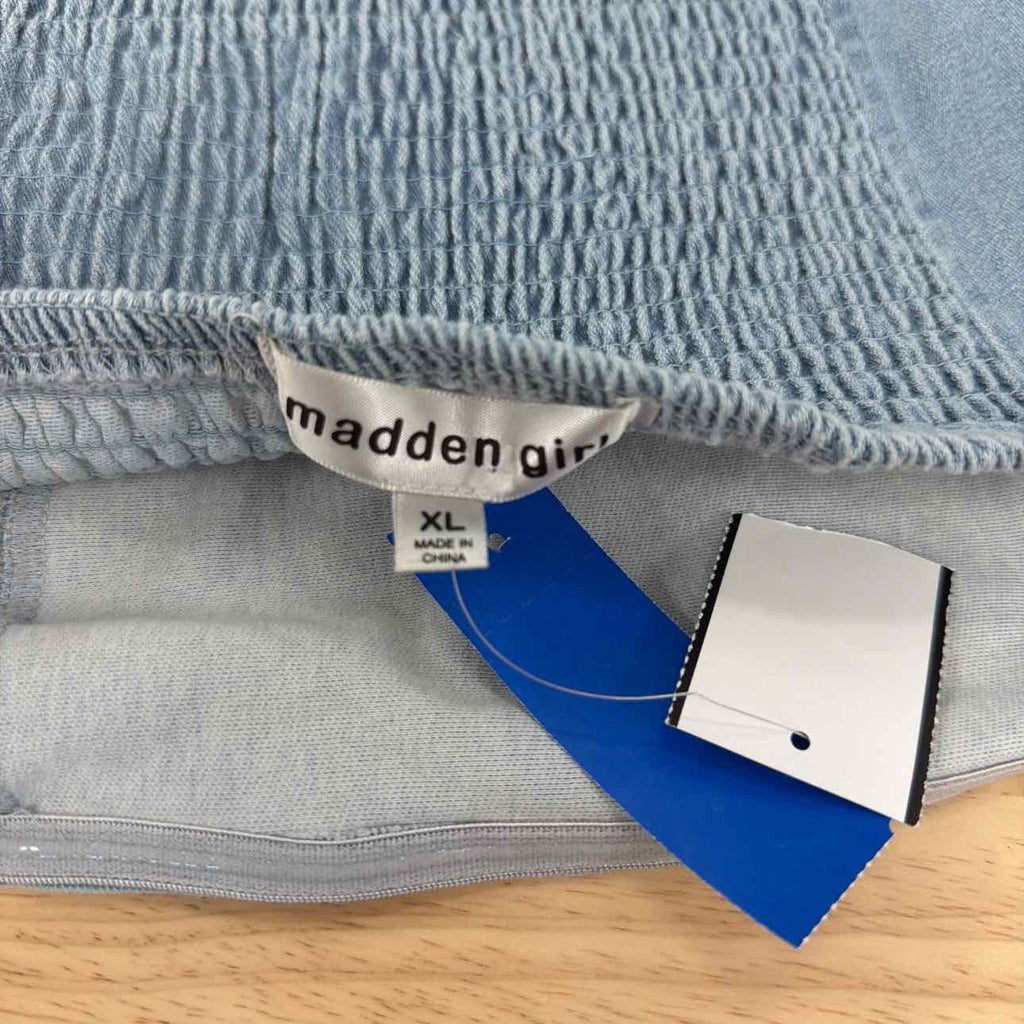 Madden Girl Size XL Denim Tube Top - Light Wash
