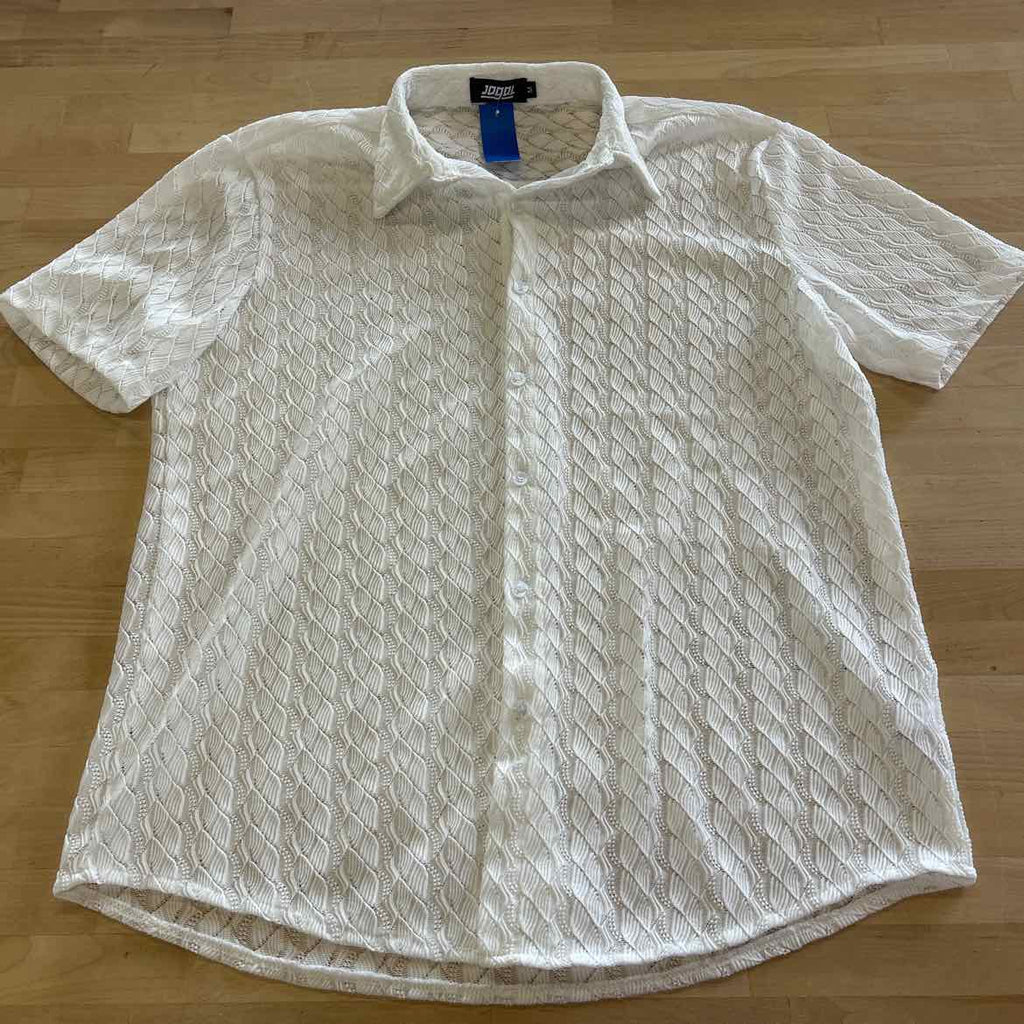 jogal Size M White Preloved MENS Button Down Shirt