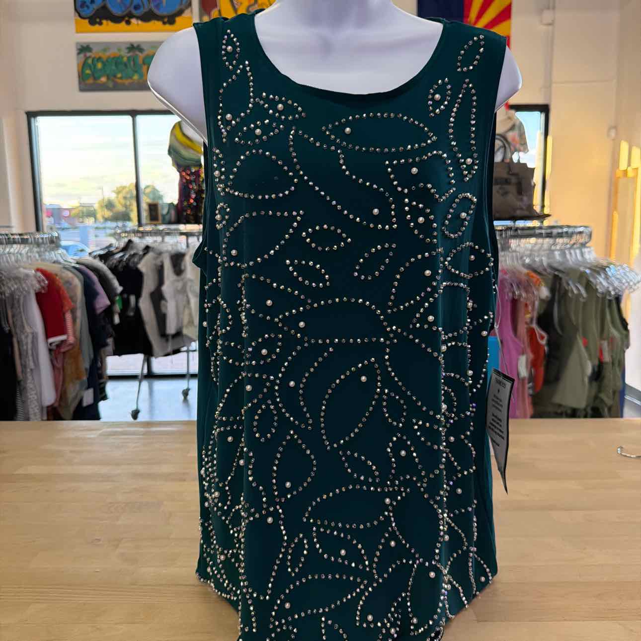 Msk Women's Scalloped-Hem Tank Top - Neo Emerald