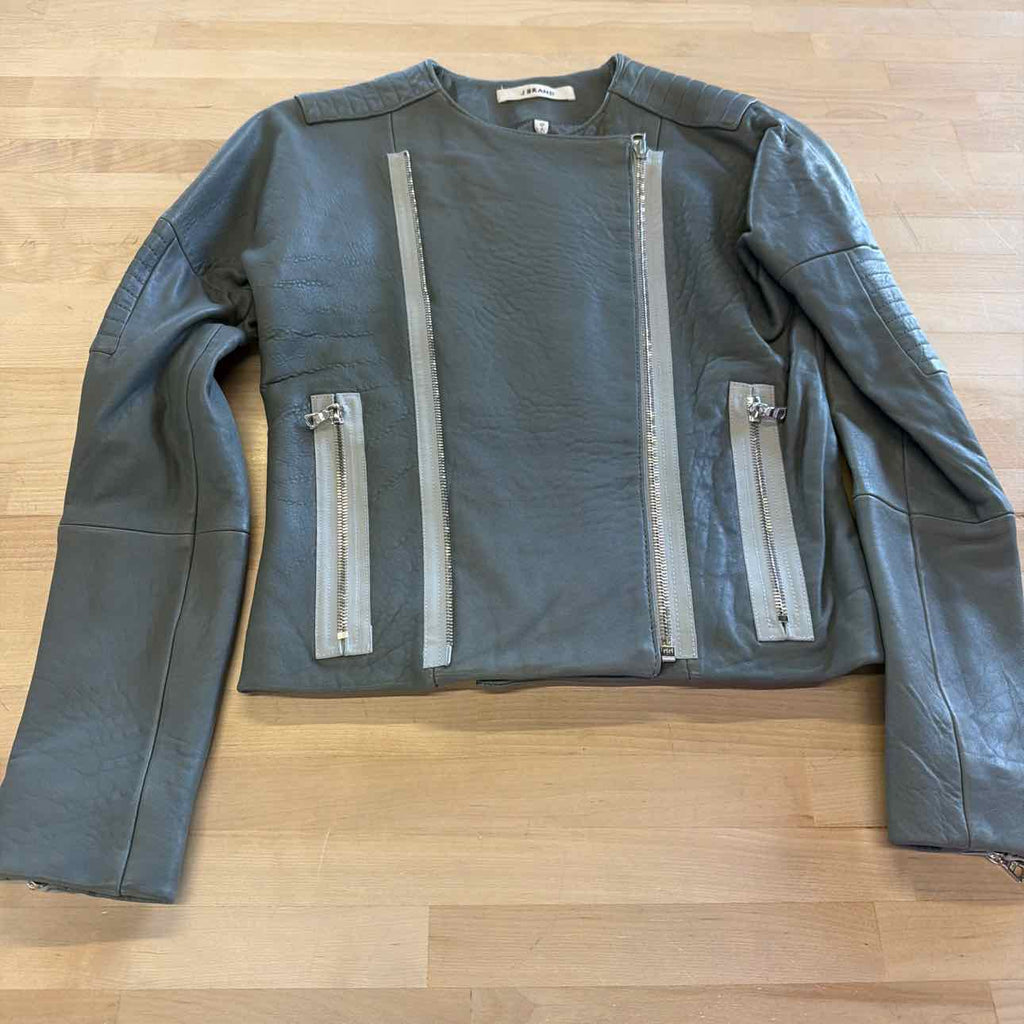 J Brand Size XS Gray Leather New leather jacket