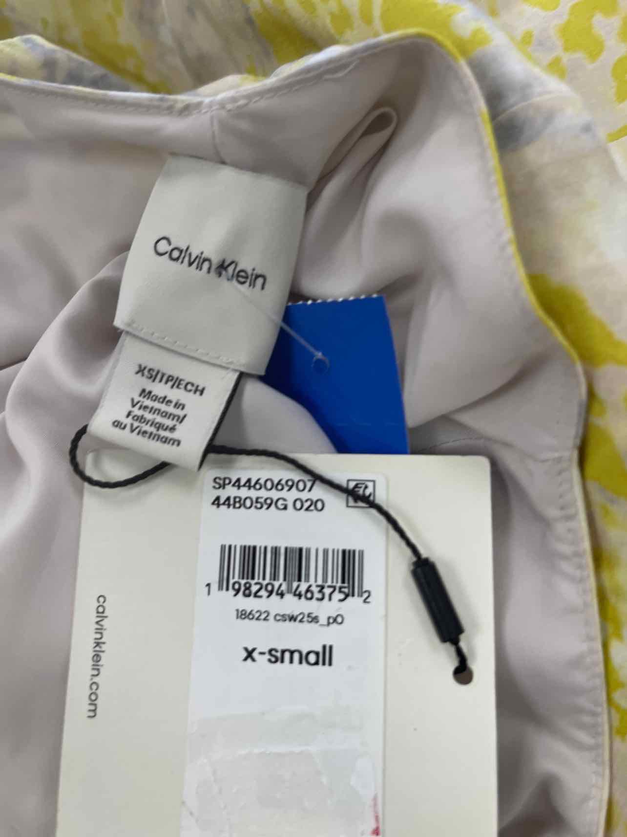 Calvin Klein Women's Viscose Print Sleeveless MIDI Dress - Yellow