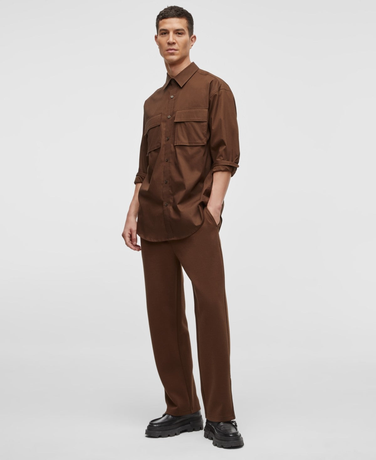 Mode of One Men's Long-Sleeve Button-Front Utility Shirt