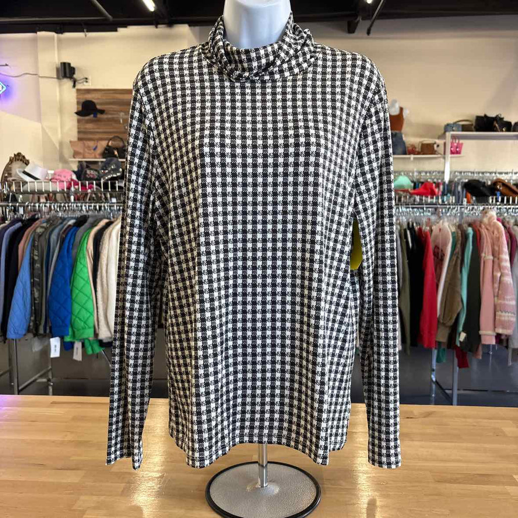 Talbots Size L BLACK & WHITE Turtleneck