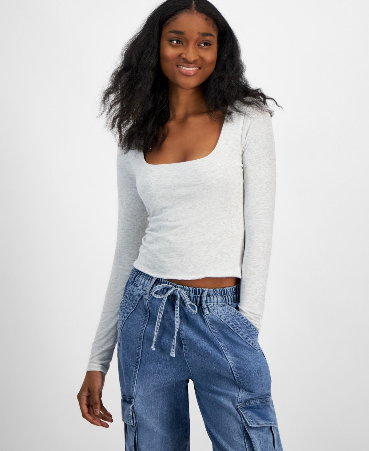 Planet Heart Size S Square-Neck Long-Sleeve Tee
