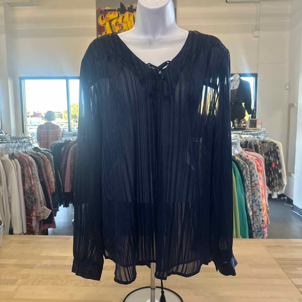 FadedGlory Size XXL Blue Blouse