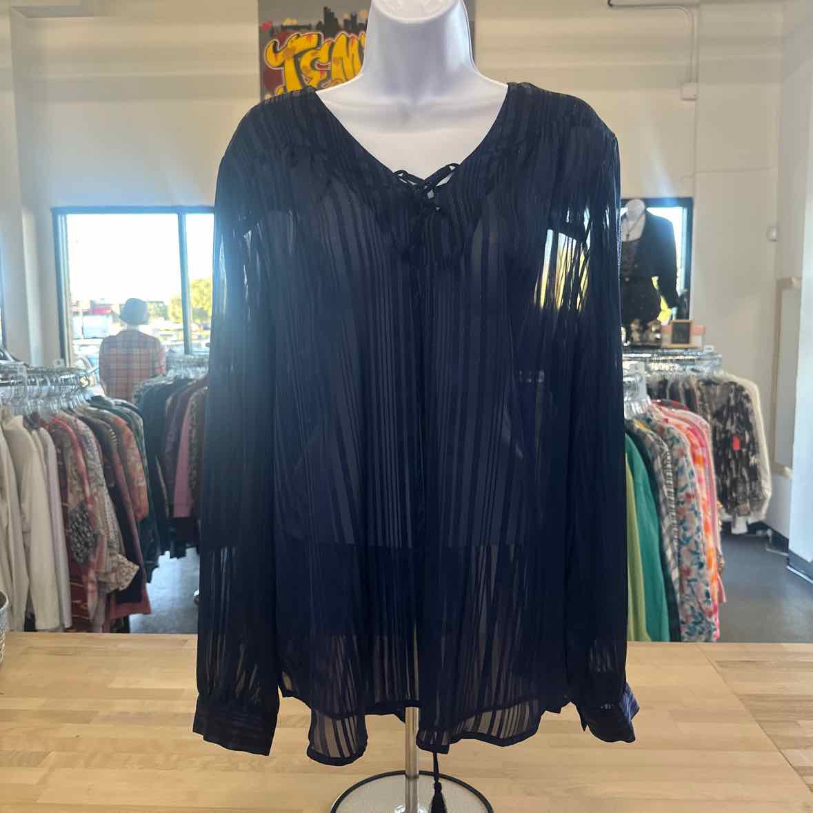 FadedGlory Size XXL Blue Blouse