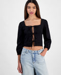 Self E Size M Tie-Front Eyelet Top