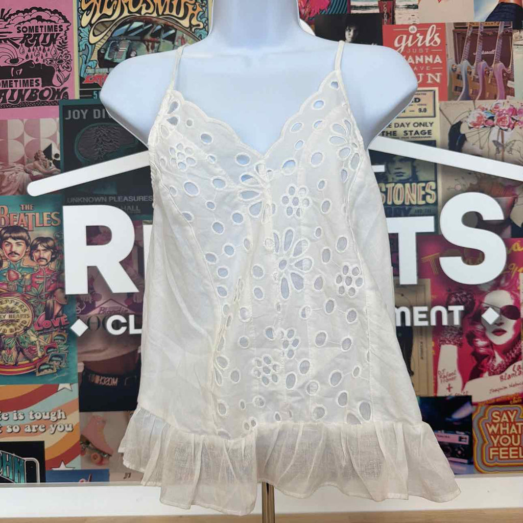 BCX Size XS Cotton Eyelet Tank Top