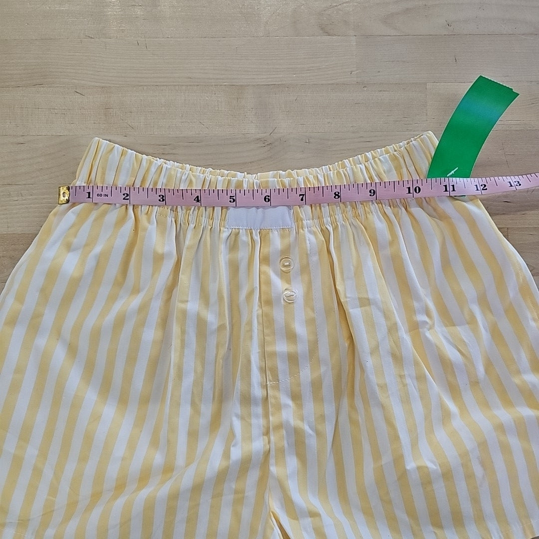 Love Tribe Juniors' Striped Cotton Boxer Shorts - White/Yellow - XS