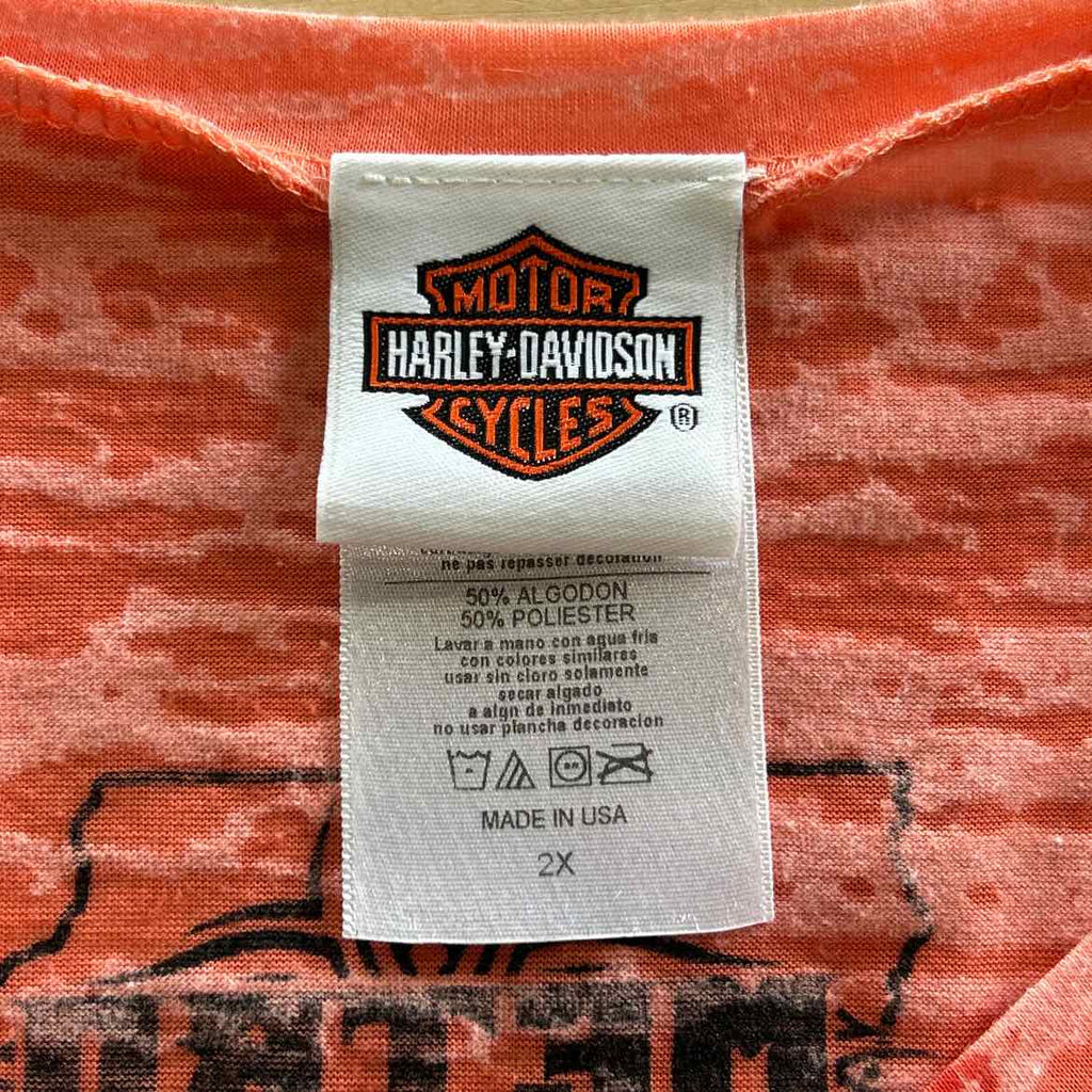 Harley Davidson Size 2X Orange Preloved T-Shirt SS