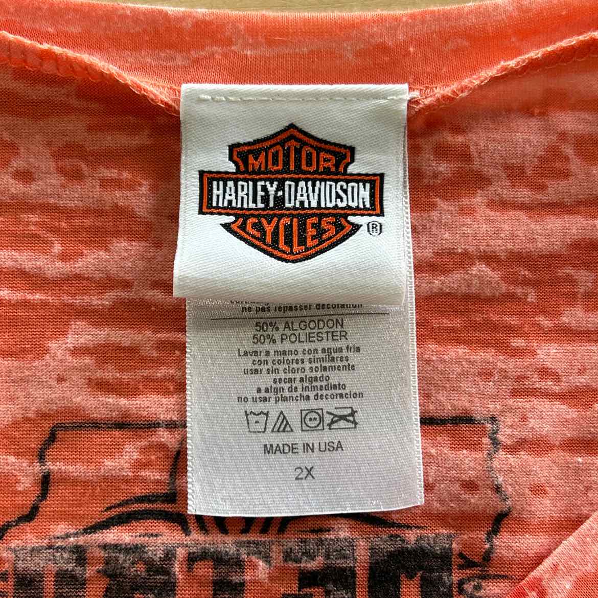 Harley Davidson Size 2X Orange Preloved T-Shirt SS