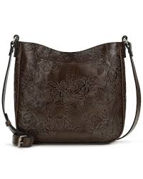 Patricia Nash Emeline Small Bark Leaves Leather Crossbody Bag