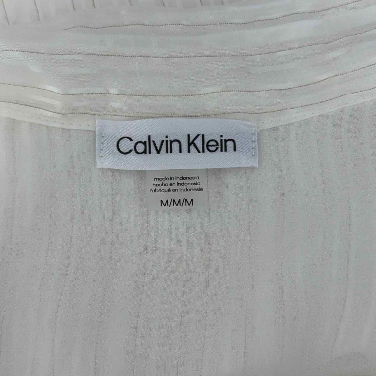 Calvin Klein Women's Tie-Neck Sleeveless Blouse - Cream