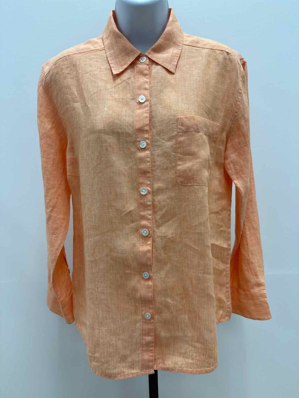 Tommy Bahama Size XS Orange Linen Preloved Button Down LS