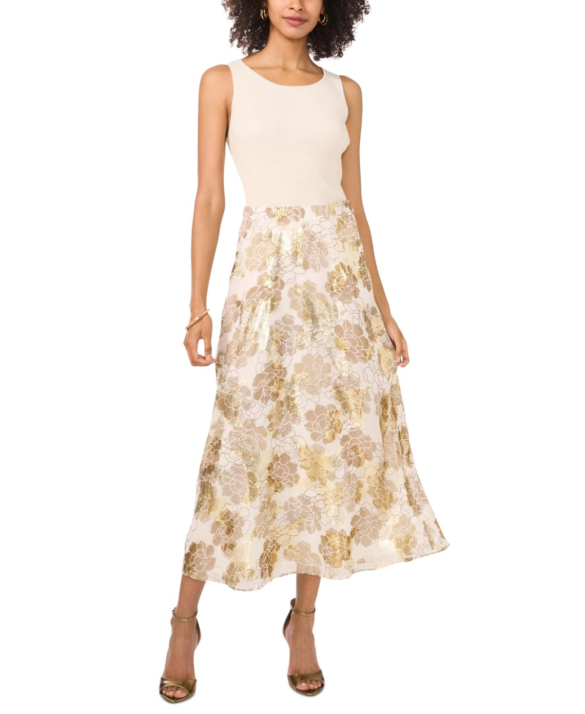 Vince Camuto Size XL White & Gold Skirt