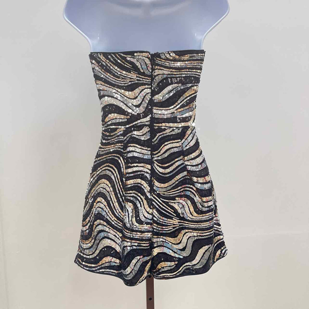 Guess Size XS Kahlo Sequined Strapless Romper