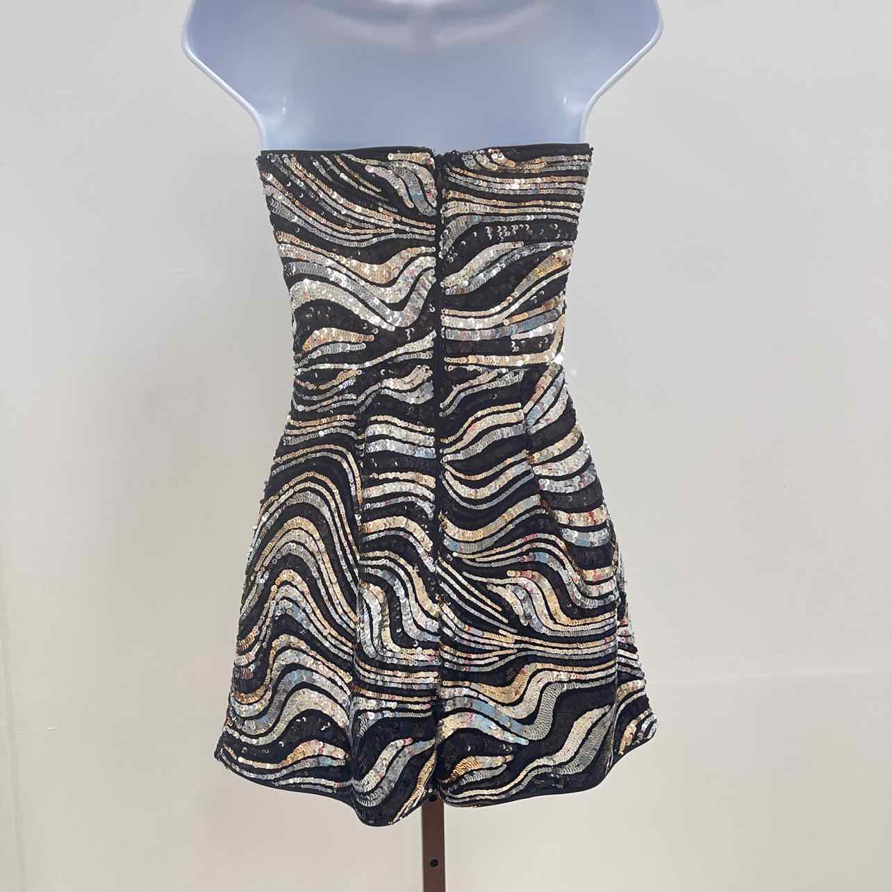 Guess Size XS Kahlo Sequined Strapless Romper
