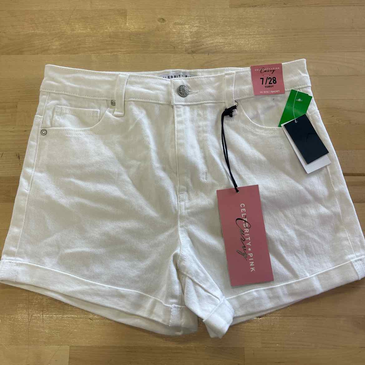 Celebrity Pink Juniors' 4" High-Rise Curvy Denim Shorts - White - 7