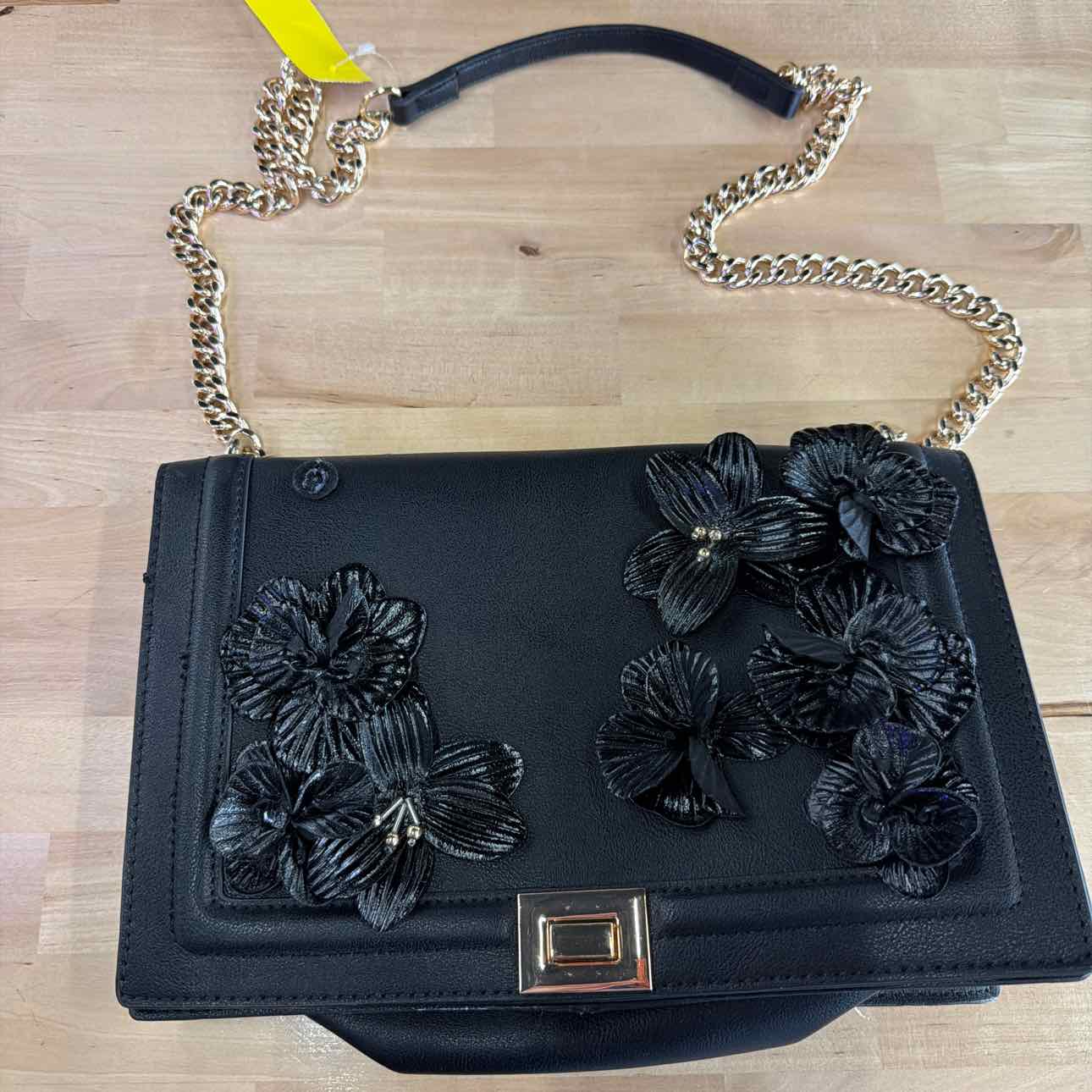 INC Black flower Handbag
