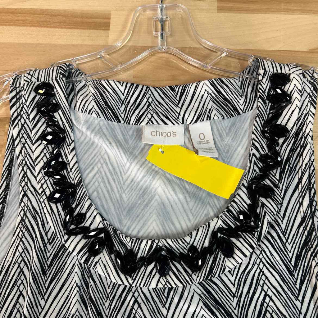 Chico's Size 0 Black White Preloved Dress