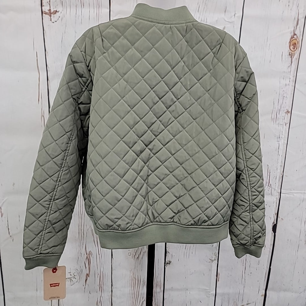 Levi's Size L Diamond Quilted Casual Bomber Jacket - Sea Green NWT