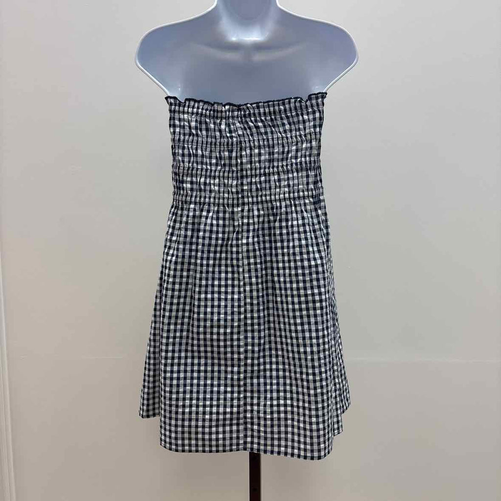 hippie rose Size L Cotton Gingham Strapless Mini Dress - Navy