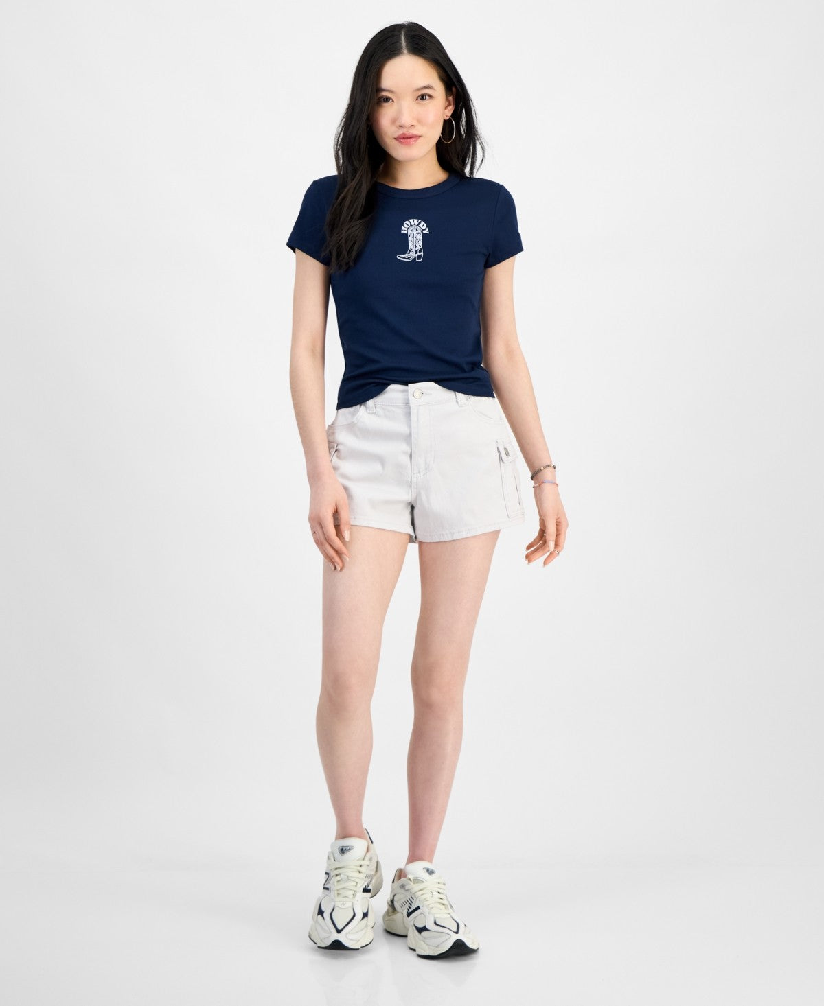 Madden Girl Juniors' High Rise Utility Shorts - Nimbus Cloud - M