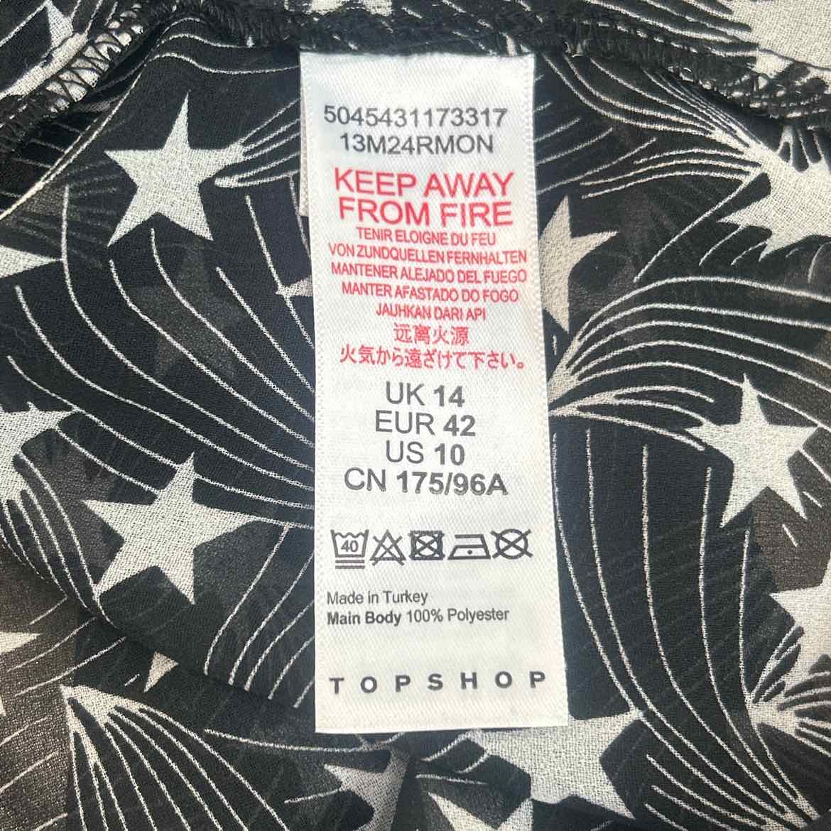 topshop Size 10 Black Preloved Button Down LS