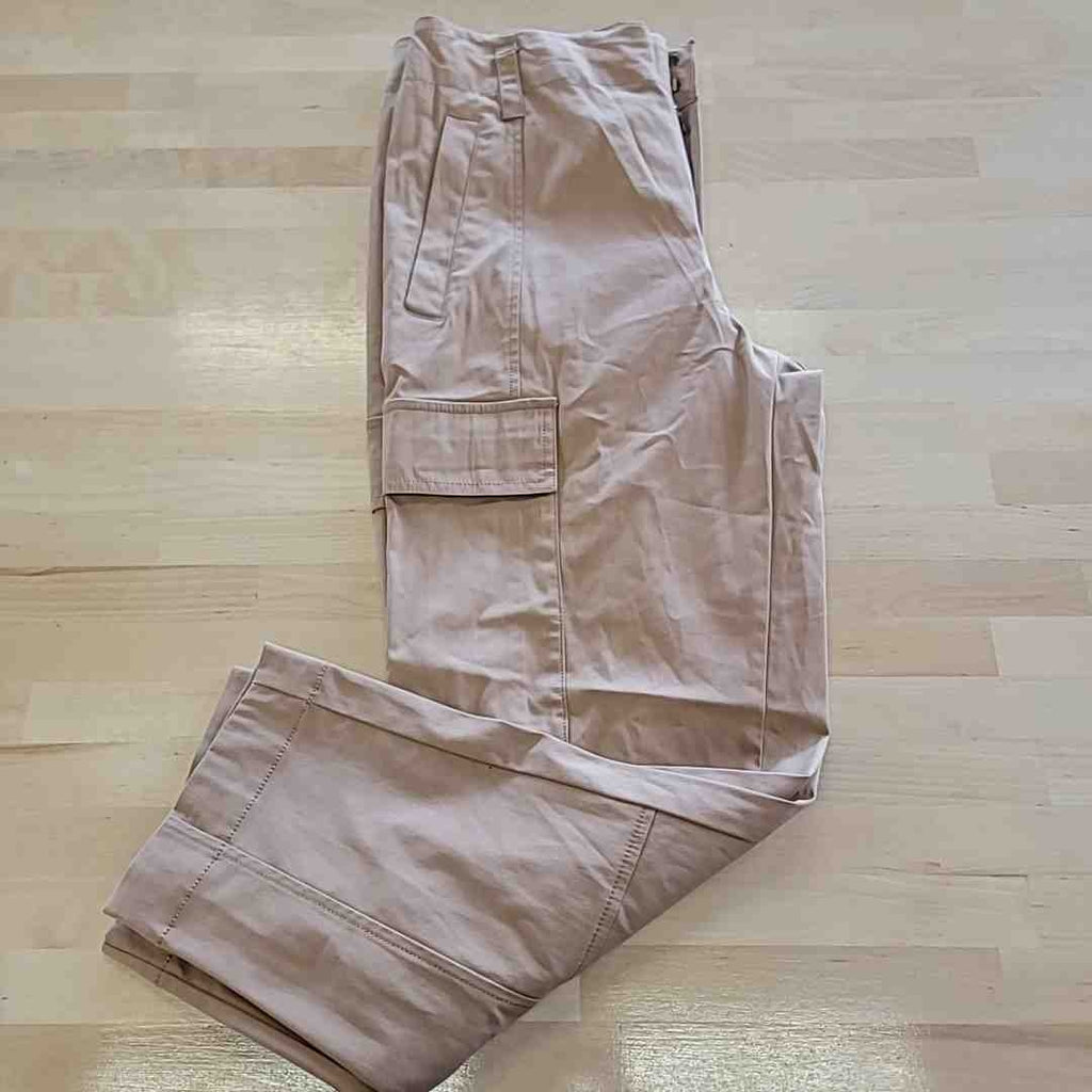 Calvin Klein Size 10 High-Rise Stretch Twill Cargo Ankle Pants - Teak NWT