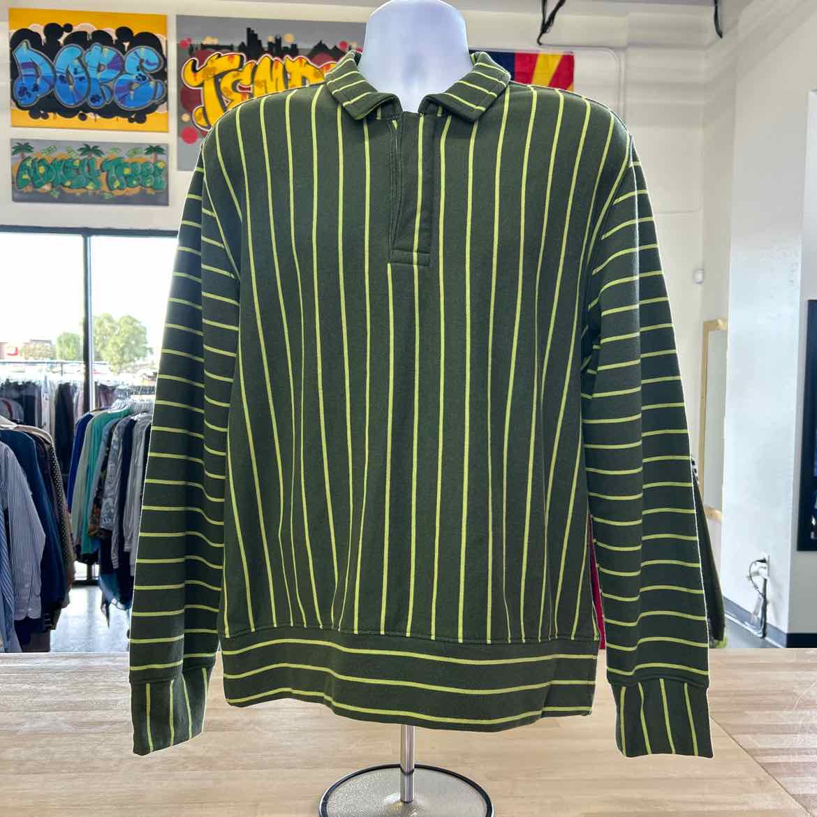Mode of One Men's Relaxed-Fit Long-Sleeve French Terry Polo Shirt - Wild Ivy