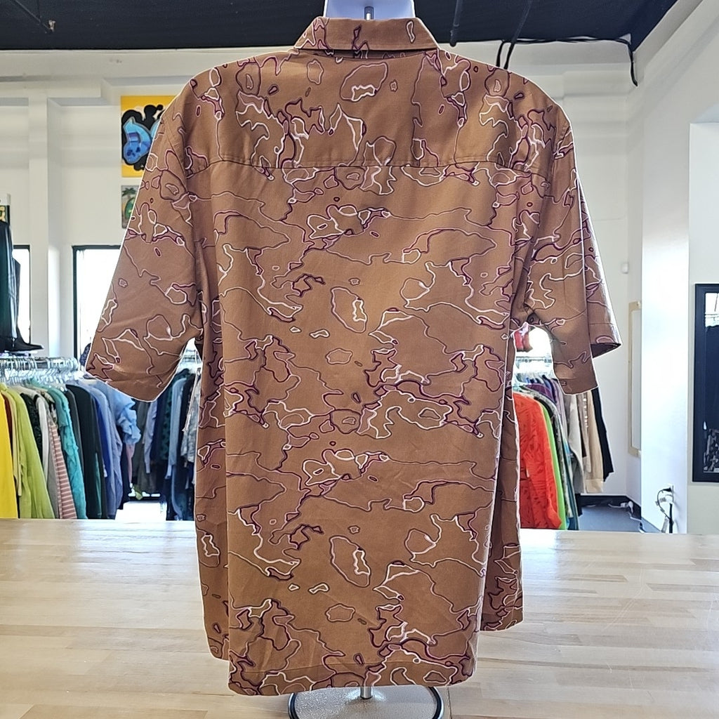 Mode of One Men's Relaxed-Fit Printed Button-Down Shirt -  Spiced Caramel