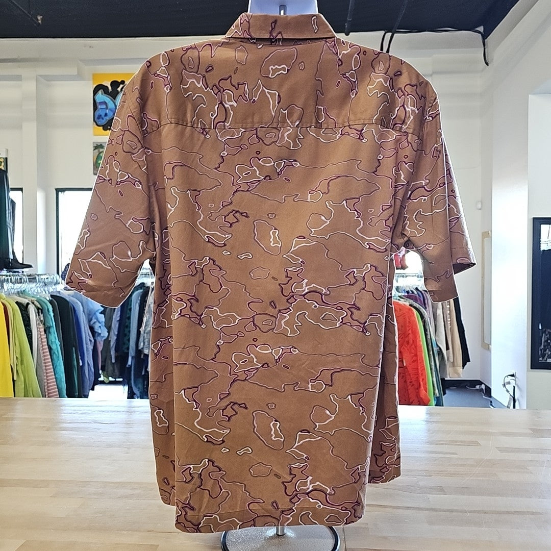 Mode of One Men's Relaxed-Fit Printed Button-Down Shirt -  Spiced Caramel