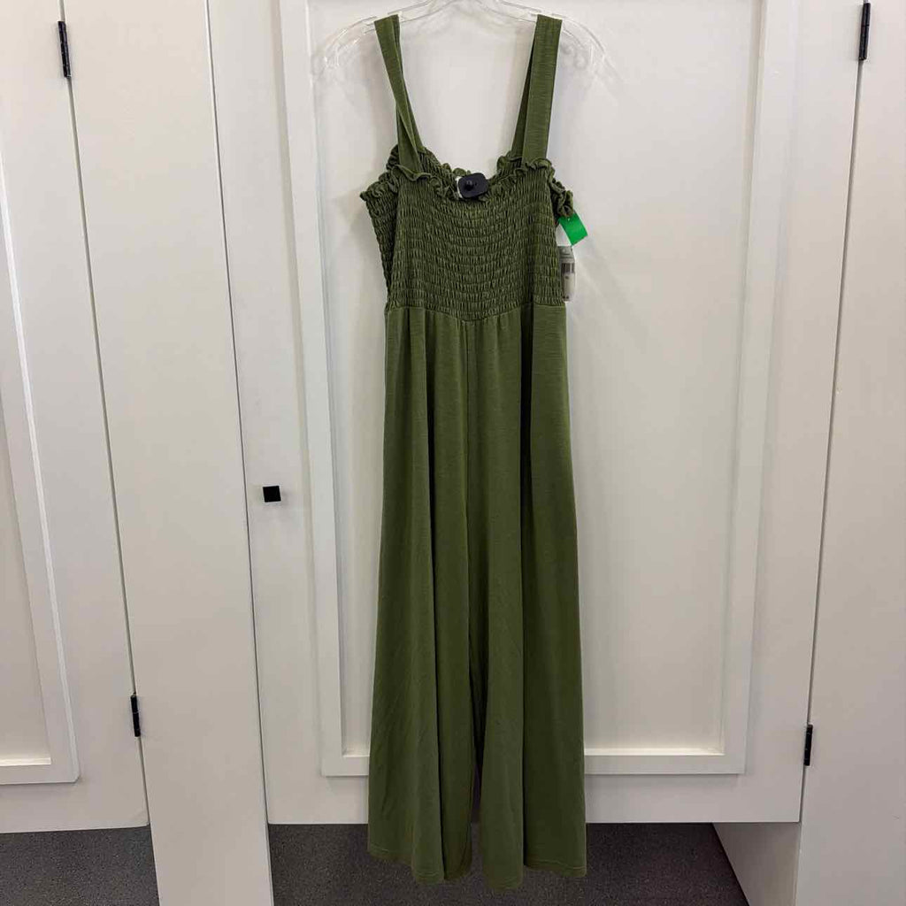 Roxy Just Passing by Smocked Jumpsuit - Loden Green